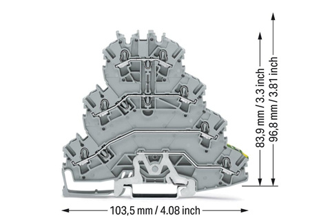 Wago złączka 4-piętrowa na szynę DIN 2,5mm2 L1/L2/L3/PE 2002-4127 1szt