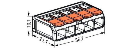 Wago złączka uniwersalna Compact do przewodów jednodrutowych wielodrutowych 5x 0,5 - 6 mm2 221-615 15 szt