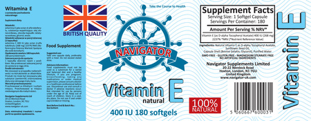 NAVIGATOR Witamina E  400 IU 180 kaps