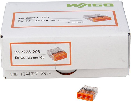 2273-203 WAGO Borna COMPACT para caja de derivación 100 Piezas